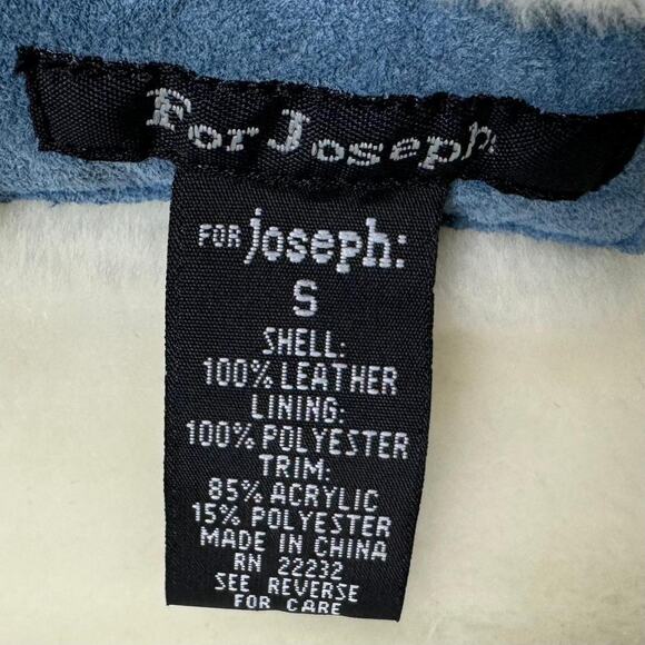 Vintage Blue Suede Penny Lane Jacket Faux Shearling Size Small 90s - Picture 8 of 8